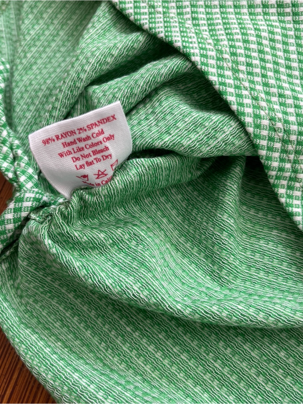 NWT Lisa Says Gah Erin Tank in Pesto Gingham Checkered Print Mint White Green - Picture 7 of 8